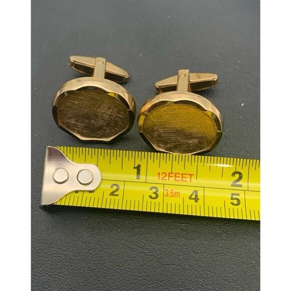 Vintage Foster Round Brushed Gold Tone Cuff Links Signed - Picture 4 of 5